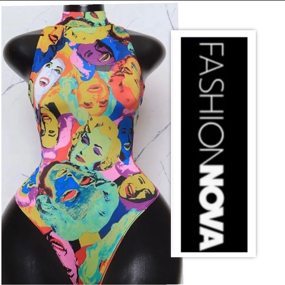 Fashion Nova Multicolor Graphic Bodysuit